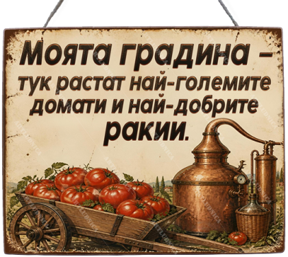 Забавна дървена табела "Моята градина" - Опция за изписване на ваш текст