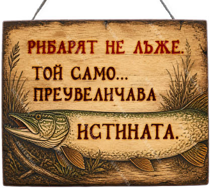 Забавна дървена табела "Рибарска лъжа" - Опция за изписване на ваш текст