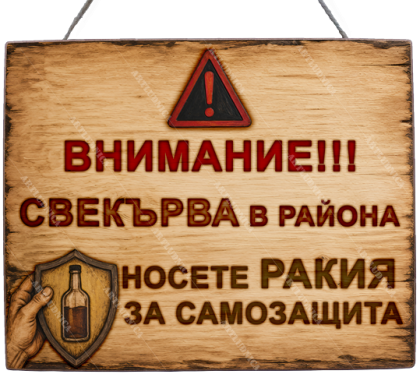 Забавна дървена табела "Внимание ! - Свекърва" - Опция за изписване на ваш текст