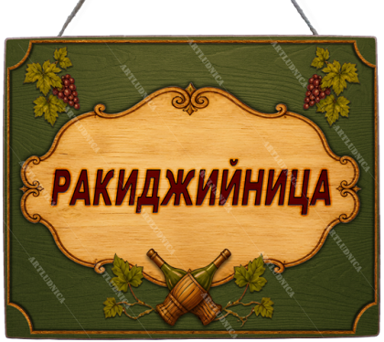 Дървена табела "Ракиджийница" - Опция за изписване на ваш текст
