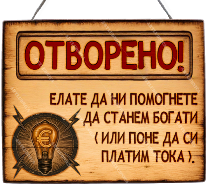 Забавна дървена табела "ОТВОРЕНО - Вариант 3" - Опция за изписване на ваш текст
