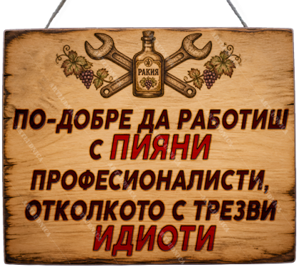 Забавна дървена табела "Право на избор" - Опция за изписване на ваш текст