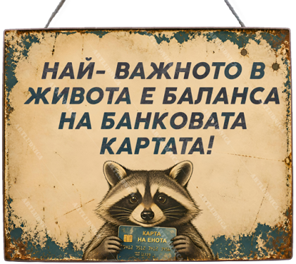 Забавна дървена табела "Важното в живота" - Опция за изписване на ваш текст