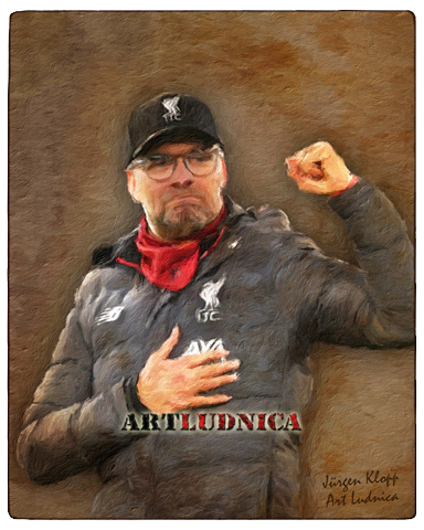 Дигитален портрет на  Юрген Клоп - Jürgen Klopp върху дърво