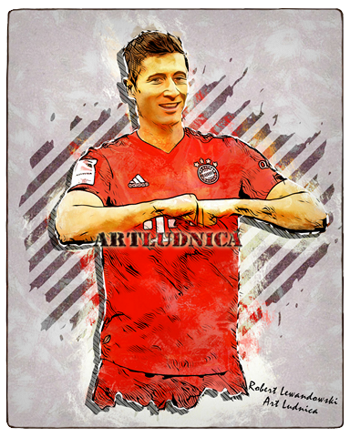 Дигитален портрет на   Роберт Левандовски - Robert Lewandowski върху дърво