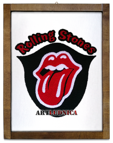 „Rolling Stones“ - пано-картина от прежда – Ръчна изработка