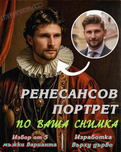 Ренесансов портрет по ваша снимка – Избор от 5 мъжки варианта – Изработка върху дърво