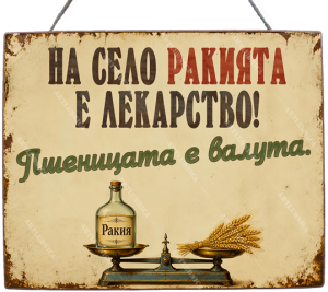Забавна дървена табела "В селския магазин" - Опция за изписване на ваш текст