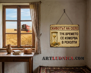 Забавна дървена табела "Селски живот" - Опция за изписване на ваш текст