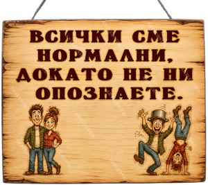Забавна дървена табела "Нормално луди" - Опция за изписване на ваш текст