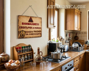 Забавна дървена табела "Внимание ! - Свекърва" - Опция за изписване на ваш текст