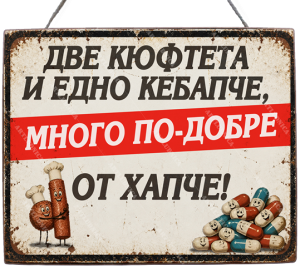Забавна дървена табела "Кебапче или хапче" - Опция за изписване на ваш текст