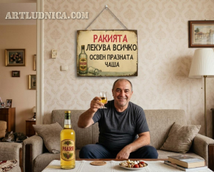 Забавна дървена табела "Ракията като лекарство" - Опция за изписване на ваш текст
