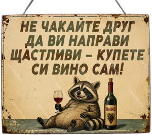 Забавна дървена табела "Щастието зависи от теб" - Опция за изписване на ваш текст