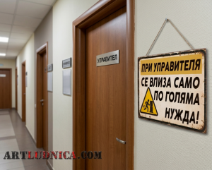 Забавна дървена табела "По голяма нужда" - Опция за изписване на ваш текст