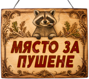 Забавна дървена табела "Място за пушене" - Опция за изписване на ваш текст
